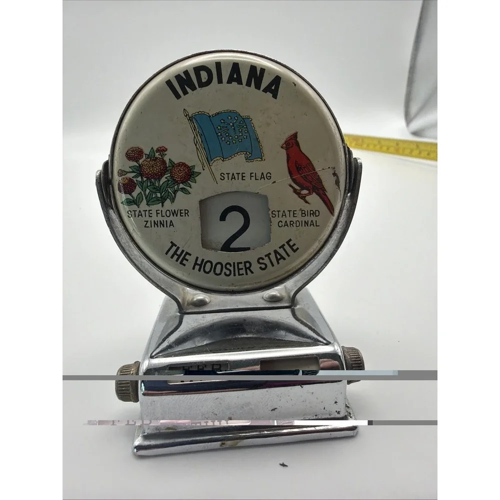 Vintage Indiana Cardinal State Bird Souvenir Clip Magnet Metal Paper Memo Holder